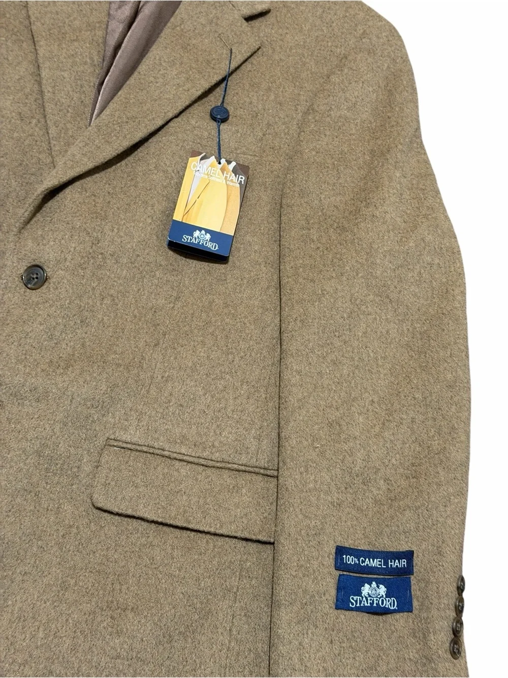 Stafford Light Brown Herringbone Sport MEN BLAZER ,SZ40, NWT,100%camel
